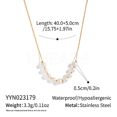 Elegant Round Natural Freshwater Pearl Cluster Necklaces with 304 Stainless Steel Chains for Women TC0594-7-1