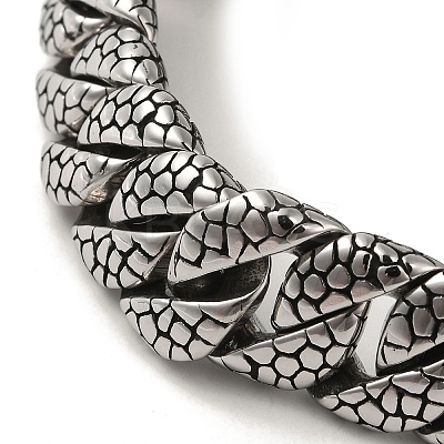 304 Stainless Steel Compass Cuban Link Chain Bracelets for Women Men BJEW-Q341-05A-AS-1