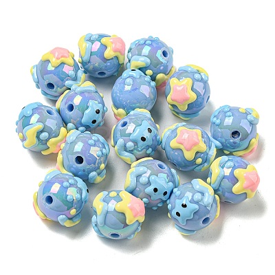Hand Painted Opaque Acrylic with Enamel Beads MACR-D031-04D-1