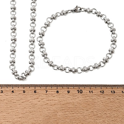 304 Stainless Steel Link Chain Bracelet & Necklace Jewelry Sets SJEW-L199-12P-1