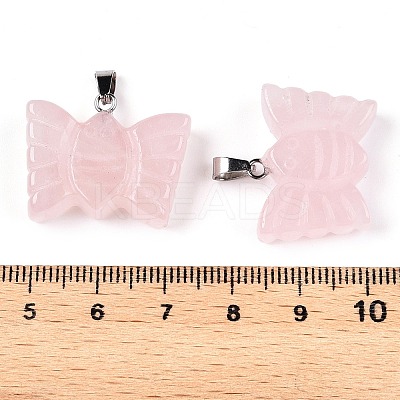 Natural Rose Quartz Carved Butterfly Pendants G-N342-01F-1