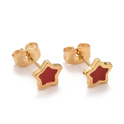 304 Stainless Steel Enamel Stud Earrings EJEW-B009-10G-02-1