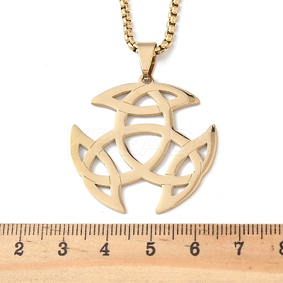 201 Stainless Steel Viking Triquetra Knot Pendant Necklaces LS-NJEW-H065-06G-1