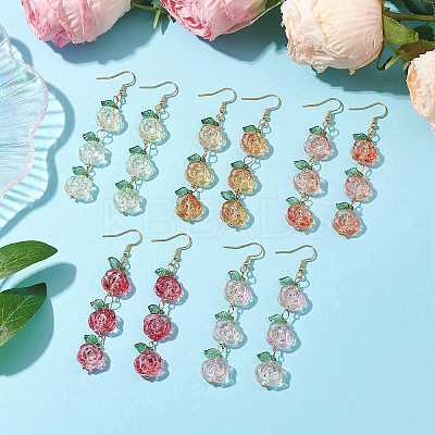 5Pairs 5 Colors Glass Dangle Earrings EJEW-JE05805-1
