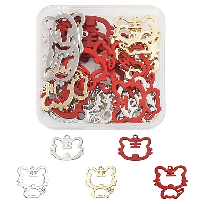 30Pcs 5 Style Spray Painted Alloy Pendants ENAM-FS0002-93-1