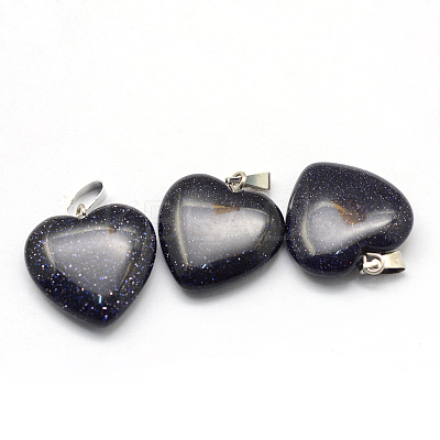 Heart Synthetic Blue Goldstone Pendants G-Q438-21-1