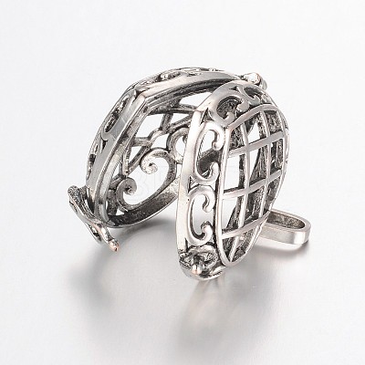 Eco-Friendly Rack Plating Brass Hollow Heart Cage Pendants KK-M180-13AS-RS-1