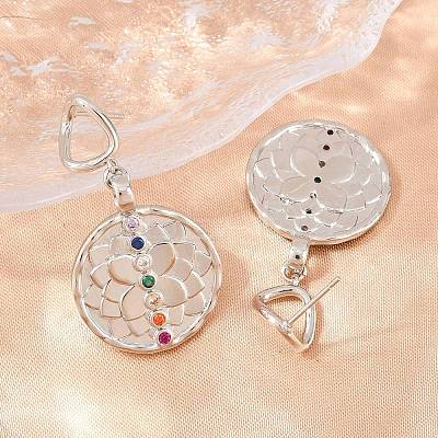 Brass Micro Pave Colorful Cubic Zirconia Dangle Hoop Earrings EJEW-G471-42P-1