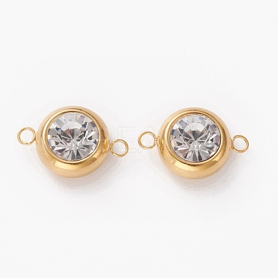Golden Plated 304 Stainless Steel Pave Cubic Zirconia Links Connectors STAS-I169-02G-01-1