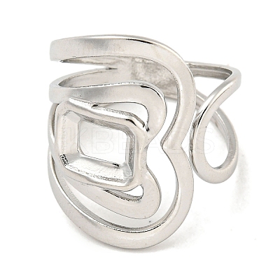 Non-Tarnish Hollow Heart 304 Stainless Steel Open Cuff Finger Rings for Women RJEW-P114-08P-1
