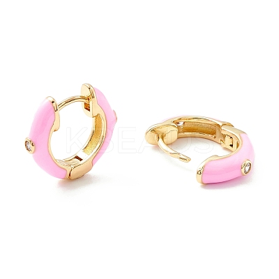 Clear Cubic Zirconia Chunky Hinged Hoop Earrings with Enamel EJEW-P196-20G-04-1
