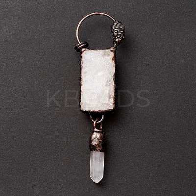 Natural Druzy Agate and Quartz Crystal Big Pendants G-M383-06R-1