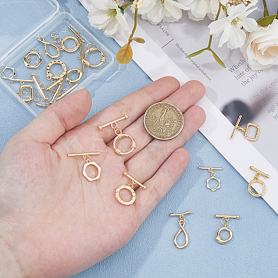 16Pcs 8 Styles Brass Toggle Clasps KK-HS0001-40-1