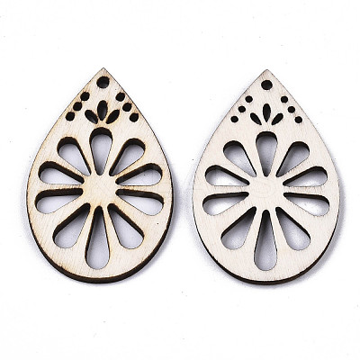 Unfinished Natural Poplar Wood Pendants WOOD-N006-67-1