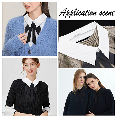 2Pcs 2 Colors Polyester Detachable Blouse False Collar AJEW-NB0003-96-1