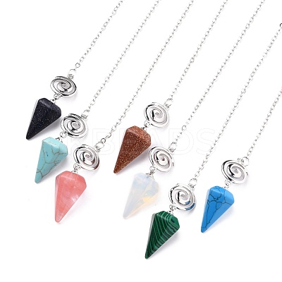 Natural & Synthetic Mixed Gemstone Hexagonal Pointed Dowsing Pendulums G-A024-A-1