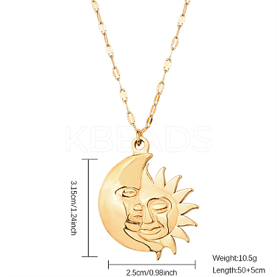 Golden 304 Stainless Steel Pendant Necklace SA1727-1-1