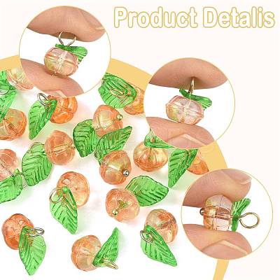 20Pcs 2 Colors Glass & Acrylic Pendants PALLOY-FS00051-1