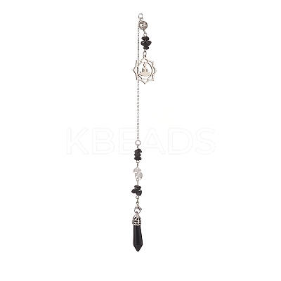 Natural Mixed Gemstone Pointed Dowsing Pendulums PALLOY-JF02009-1