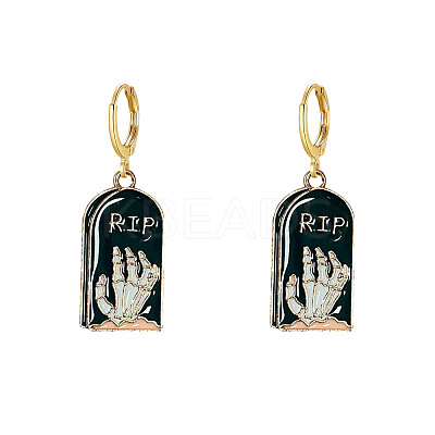 Halloween Alloy Enamel Hoop Earrings FS-WG6BEC1-04-1