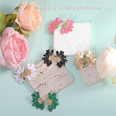 Vintage Flower Stud Earrings for Women Alloy Enamel Half Flower Stud Earrings Summer Earrings Boho Beach Floral Stud Earrings Jewelry Gifts for Women JE1095A-1
