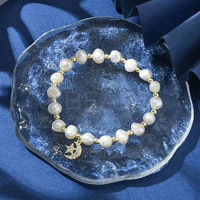 Natural Cultured Freshwater Pearl Beads Stretch Bracelets BJEW-JB10739-1