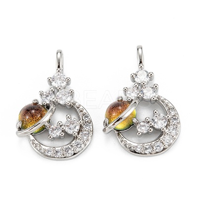 Brass Clear Cubic Zirconia Glass Pendants ZIRC-C024-21P-1