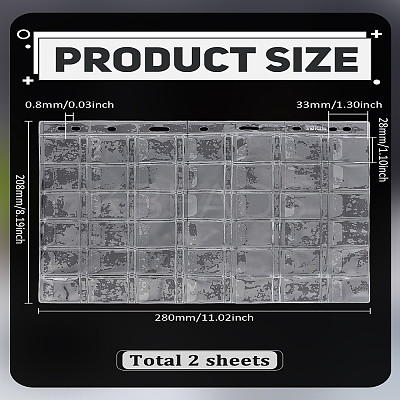 2Pcs PVC Coin Collection 9-Hole Binder Pages AJEW-LP0003-13B-1