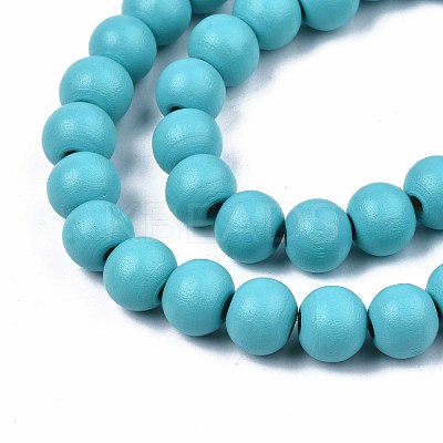 Painted Natural Wood Beads Strands WOOD-S053-54F-1