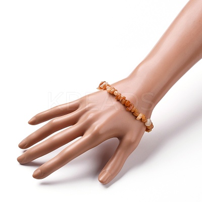 Natural Red Aventurine Chip Beads Stretch Bracelets BJEW-JB05765-07-1