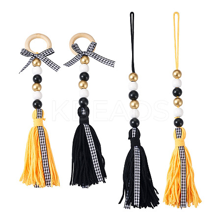 4Pcs 2 Style Senior Year Theme Woolen Yarn Tassels Pendant Decorations HJEW-CF0001-18-1