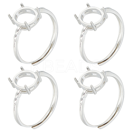 4Pcs Adjustable Brass Solitaire Ring Settings KK-BBC0011-85-1