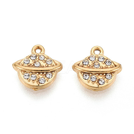 304 Stainless Steel Rhinestone Charms STAS-N110-40G-1
