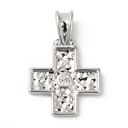 Rack Plating Brass Micro Pave Cubic Zirconia Pendants KK-R143-13P-1