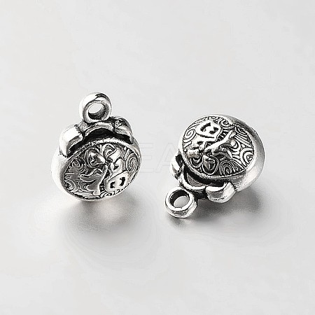 Flat Round with Chinese Blessing Tibetan Style Alloy Charms PALLOY-N0115-03AS-1