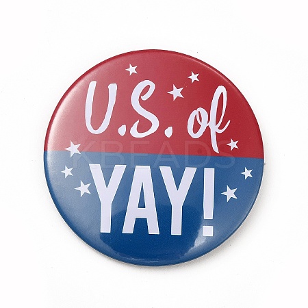 Independence Day Flat Round Tinplate Badge Pins LS-JEWB-G021-01A-1