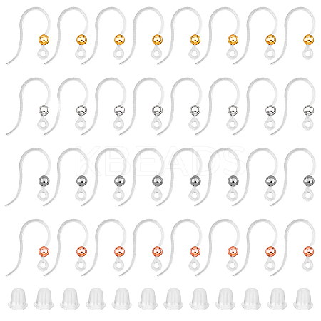 80Pcs 4 Colors Eco-Friendly Plastic Earring Hooks STAS-FH0002-15-1
