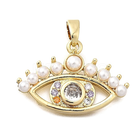 Brass Micro Pave Cubic Zirconia Pendants KK-P336-09G-1