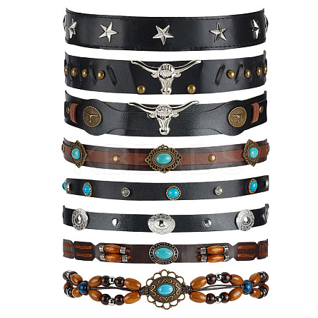 8Pcs 8 Styles Imitation Leather Adjustable Hat Bands FIND-ME0002-83-1