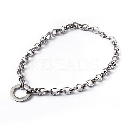 Non-Tarnish Ring 304 Stainless Steel Necklaces NJEW-F196-10P-1