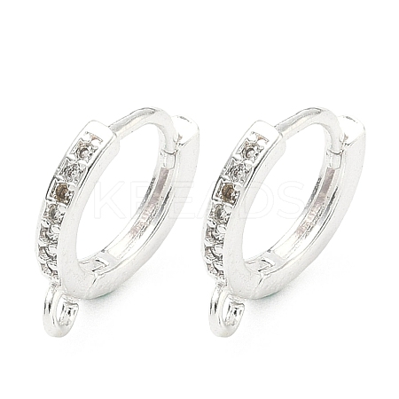 Brass Micro Pave Clear Cubic Zirconia Hoop Earring Findings KK-H532-14A-S-1