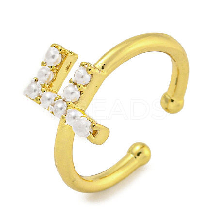 Rack Plating Brass Open Cuff Rings for Women RJEW-F162-01G-F-1
