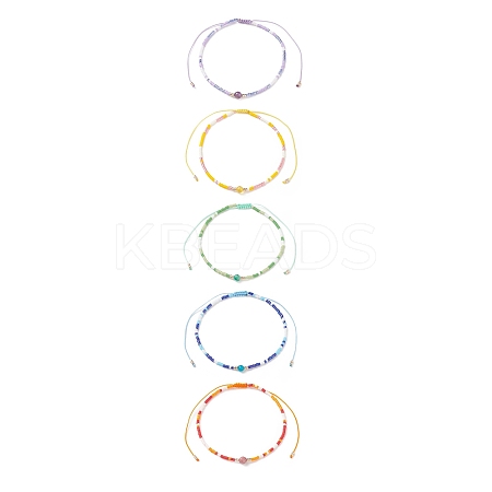 Mixed Natural Gemstone & Glass Seed Beaded Bracelets BJEW-JB08950-1