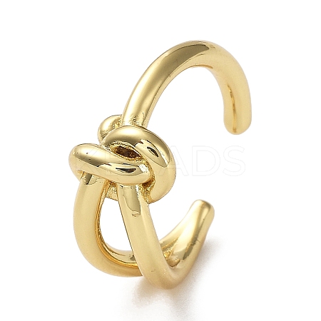 Rack Plating Brass Knot Open Cuff Rings for Women RJEW-Q777-02G-1