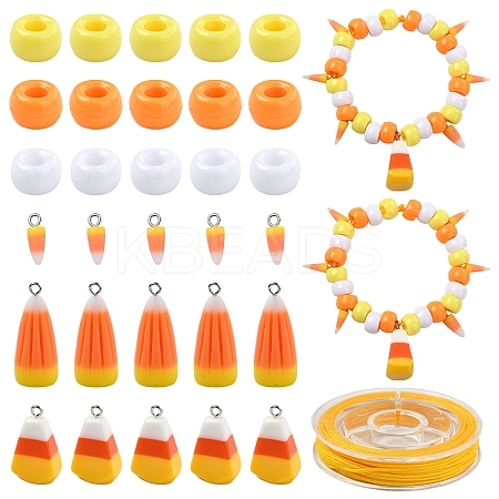 DIY Barrel Plastic Beads & Resin Candy Corn Pendant Making Kits DIY-YW0011-81-1