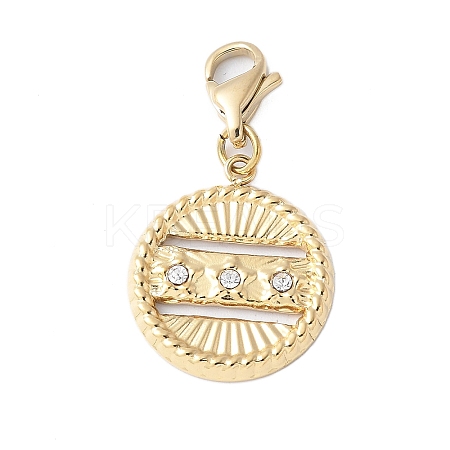 304 Stainless Steel Rhinestone Flat Round Pendant Decoration STAS-S165-36G-1