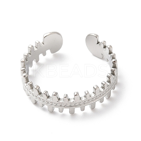 Non-Tarnish 304 Stainless Steel Zipper Shape Open Cuff Ring for Women RJEW-K245-36P-1