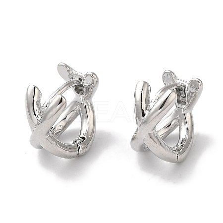Crossing Double Band Brass Hoop Earrings for Women EJEW-U008-06P-1