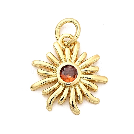 Sun Brass Micro Pave Cubic Zirconia Pendants KK-C134-11G-06-1