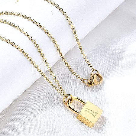 304 Stainless Steel Rolo Chain Pendant Necklaces NJEW-S444-01G-01-1